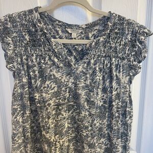 Lucky Brand Navy and White Floral Blouse